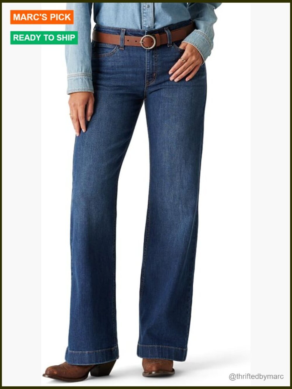 High-Rise Wide Leg Stretch Denim Jeans, Mid Rise, Rhinestone Pockets